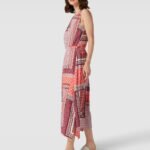 Midikleid aus Viskose mit Allover-Muster in rot