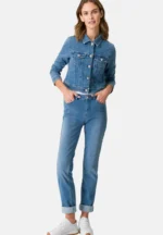 Zero Jeansjacke mit Strasssteinen, Gr. 38, blau – Bild 3