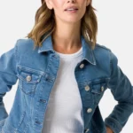 Zero Jeansjacke mit Strasssteinen, Gr. 38, blau