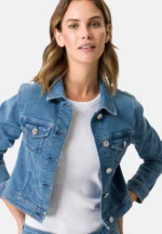 Zero Jeansjacke mit Strasssteinen, Gr. 38, blau