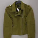 Zero Bikerjacke, Gr. 42, Veloursleder-Optik, grün