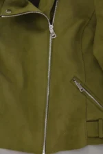 Zero Bikerjacke, Gr. 42, Veloursleder-Optik, grün – Bild 2