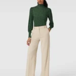 Langarmshirt, Gr. 38, moosgrün mit Paisley-Muster