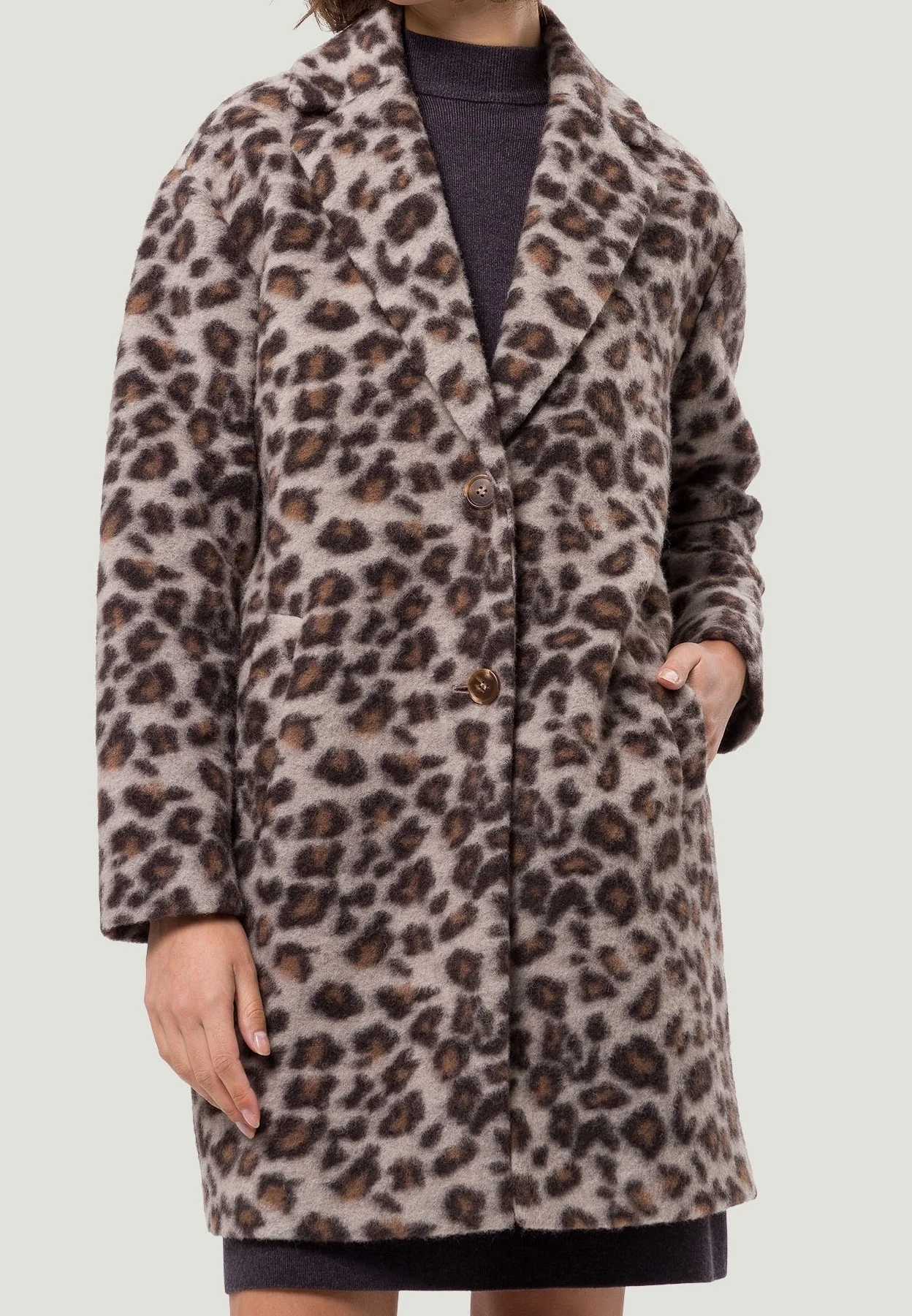 elegance&more Classic Coat Zero Oversize-Wollmantel mit Leopardenmuster, Gr. 36 – Bild 1