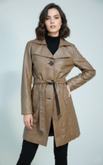 Modeszene Echtleder-Mantel, Gr. 38,